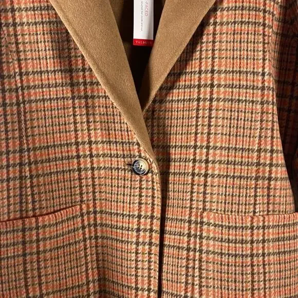 NEW Talbots Coat 12 Wool Blend Campfire Plaid Classic Lapel Patch Pockets Long - Picture 8 of 15